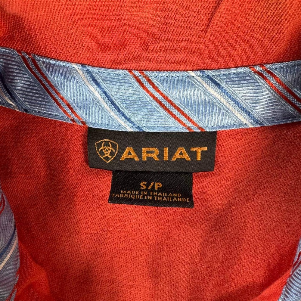 Ariat Short Sleeve Polo Shirt Womens Small Coral Red Equestrian Logo Pique - Picture 6 of 13